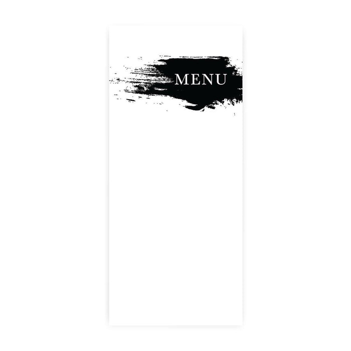 Printable Wedding Paper Menu Cards for DIY Printer for Dinner Table Place Settings Design 2-Set of 52-Andaz Press-Black Brushstroke-