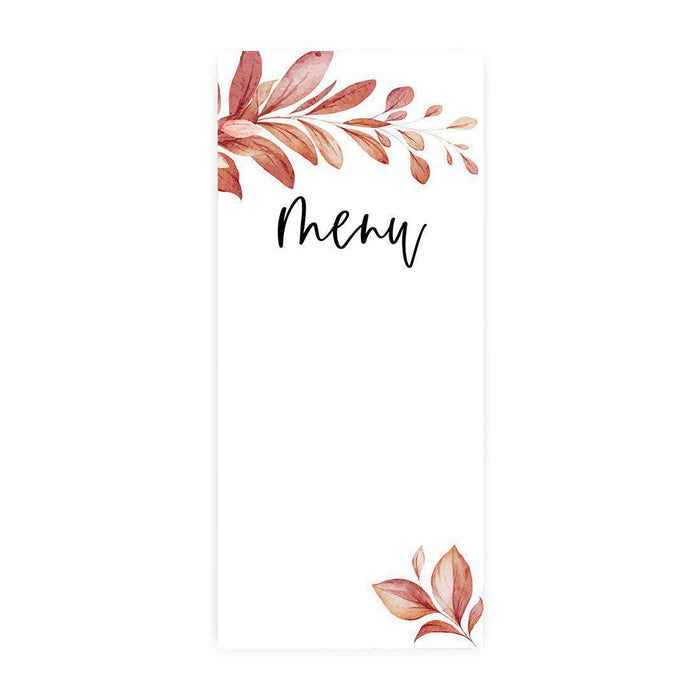 Printable Wedding Paper Menu Cards for DIY Printer for Dinner Table Place Settings Design 2-Set of 52-Andaz Press-Boho Leaves-