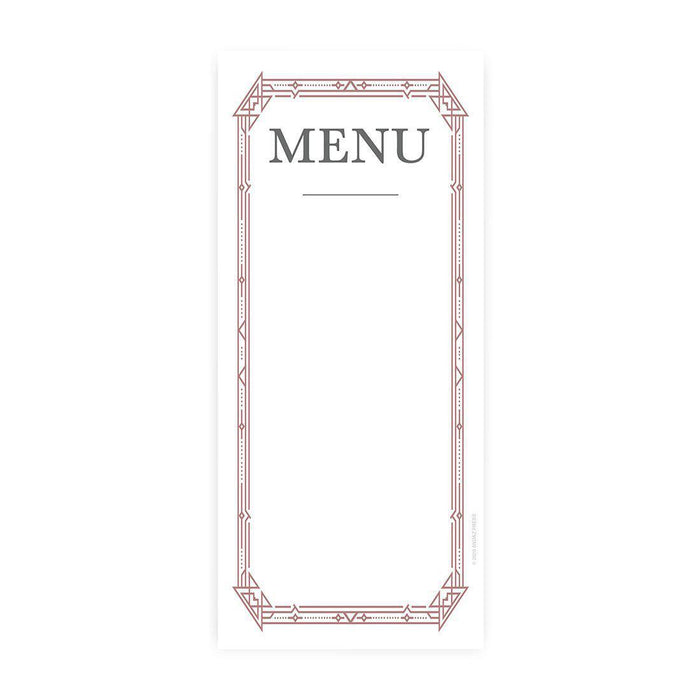 Printable Wedding Paper Menu Cards for DIY Printer for Dinner Table Place Settings Design 2-Set of 52-Andaz Press-Elegant Art Deco-