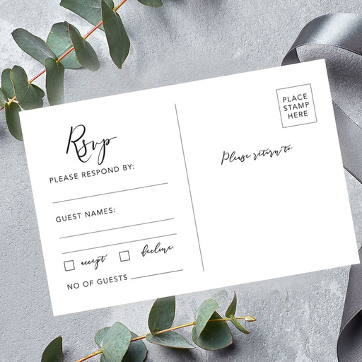 RSVP Postcards for Wedding Cardstock Response Reply Cards-Set of 56-Andaz Press-Minimal Modern-