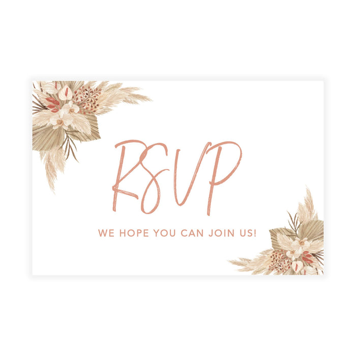 RSVP Postcards for Wedding Cardstock Response Reply Cards-Set of 56-Andaz Press-Boho Dried Palm Leaves-