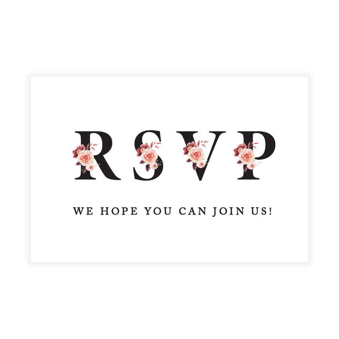 RSVP Postcards for Wedding Cardstock Response Reply Cards-Set of 56-Andaz Press-Fall Flowers-