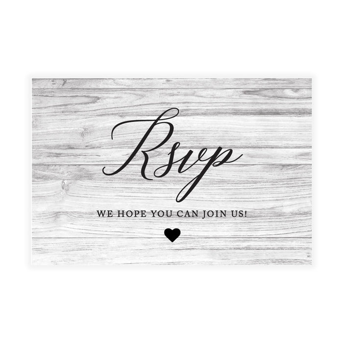RSVP Postcards for Wedding Cardstock Response Reply Cards-Set of 56-Andaz Press-Gray Rustic Wood-
