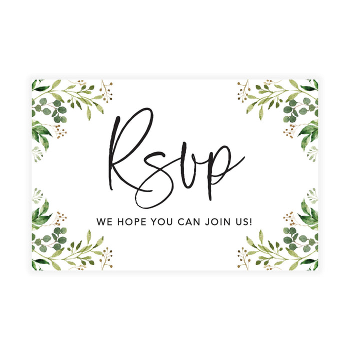 RSVP Postcards for Wedding Cardstock Response Reply Cards-Set of 56-Andaz Press-Greenery Foliage-