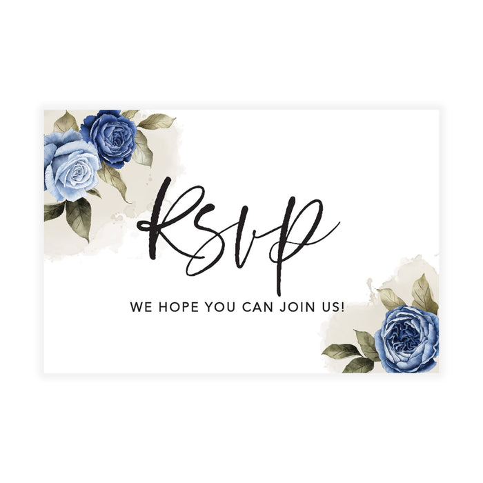 RSVP Postcards for Wedding Cardstock Response Reply Cards-Set of 56-Andaz Press-Navy Blue Roses-