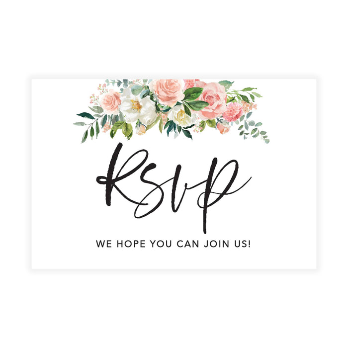 RSVP Postcards for Wedding Cardstock Response Reply Cards-Set of 56-Andaz Press-Peach Coral Floral Garden-