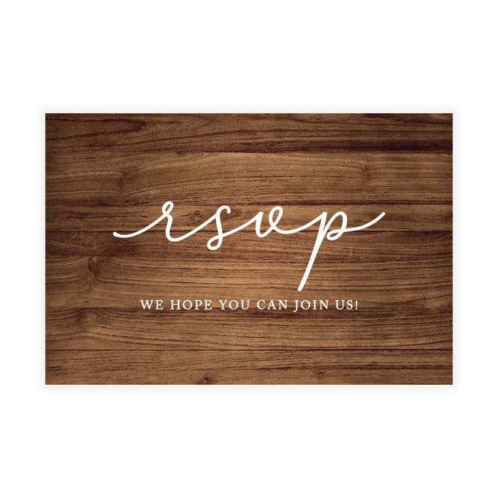 RSVP Postcards for Wedding Cardstock Response Reply Cards-Set of 56-Andaz Press-Rustic Wood-