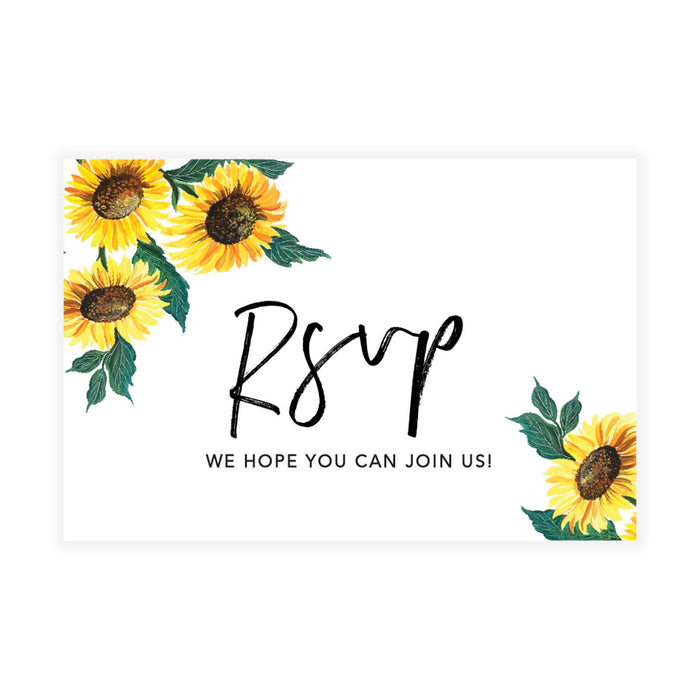 RSVP Postcards for Wedding Cardstock Response Reply Cards-Set of 56-Andaz Press-Sunflowers-