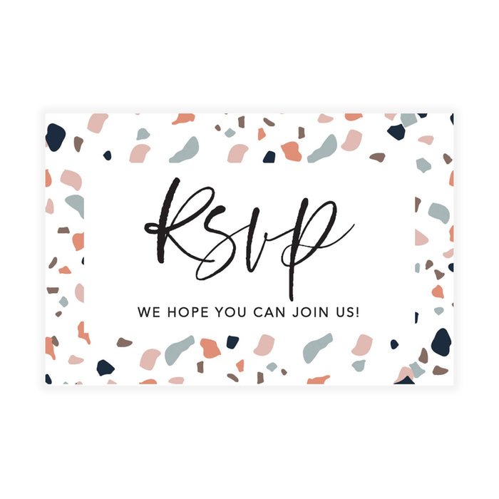 RSVP Postcards for Wedding Cardstock Response Reply Cards-Set of 56-Andaz Press-Terrazzo-