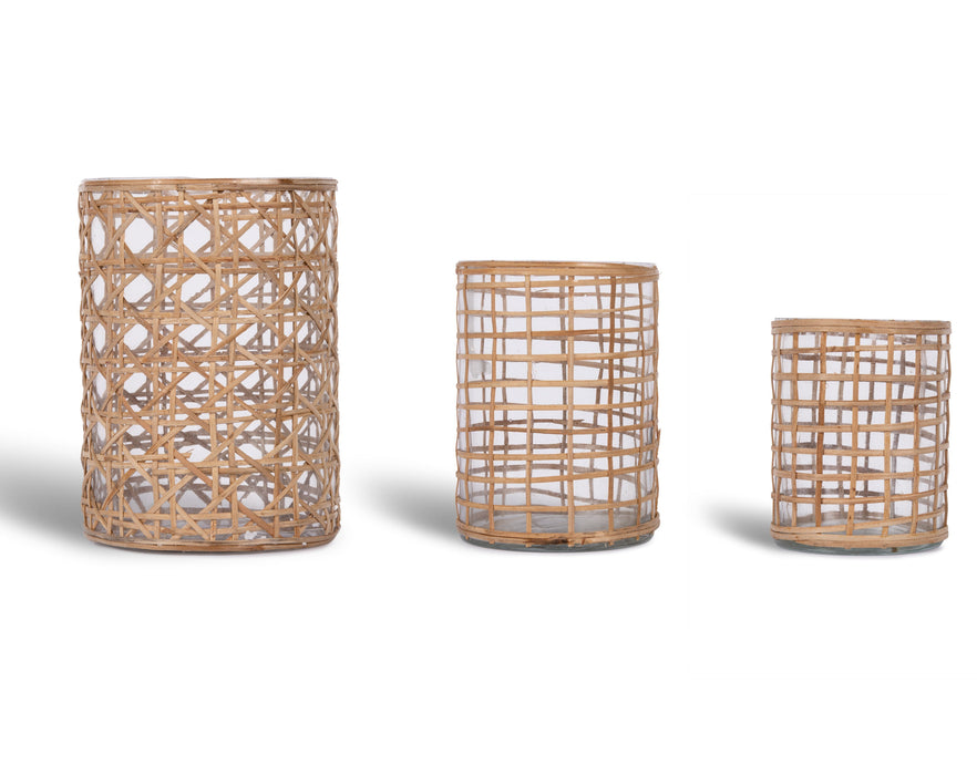 Rattan Votive Candle Holders-Set of 3-Koyal Wholesale-