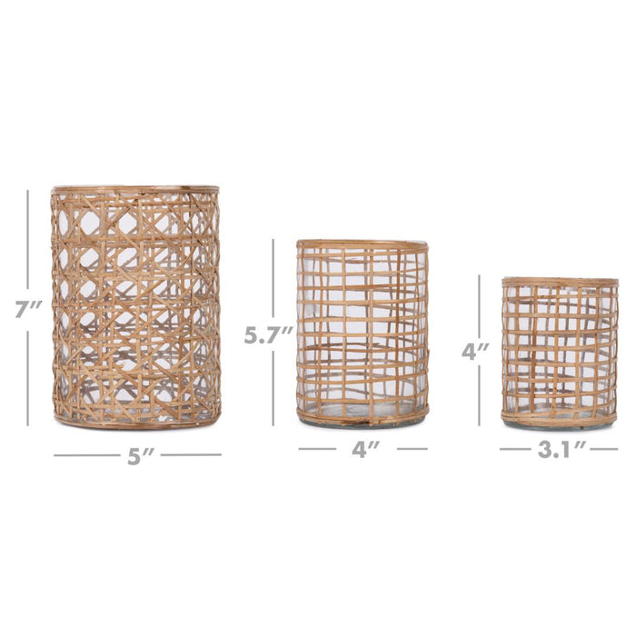 Rattan Votive Candle Holders-Set of 3-Koyal Wholesale-