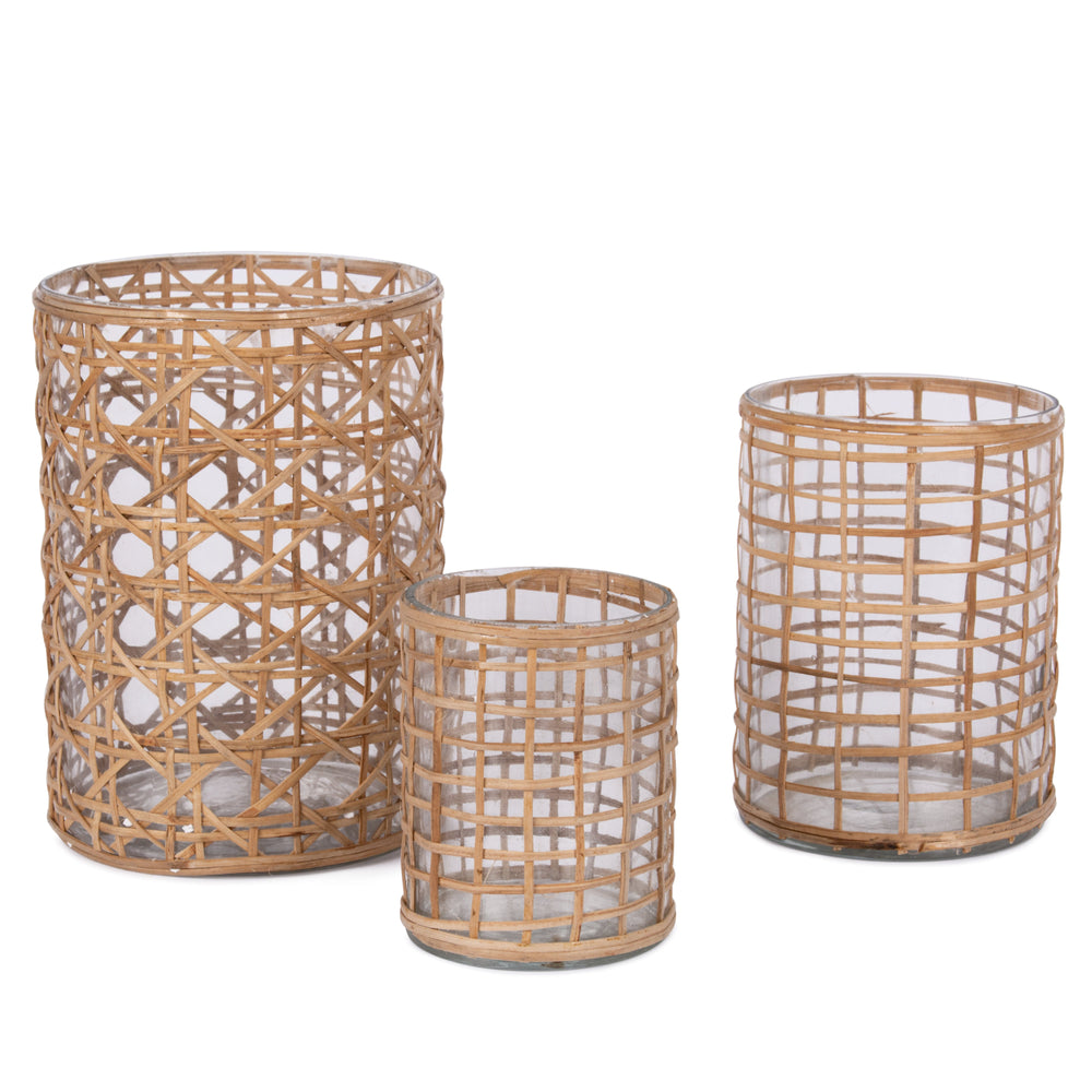 Rattan Votive Candle Holders-Set of 3-Koyal Wholesale-