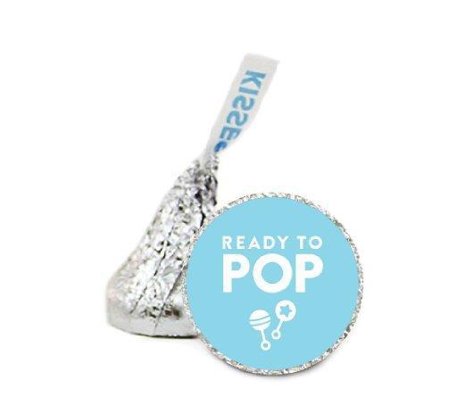 Ready To Pop Baby Shower Hershey's Kisses Stickers-Set of 216-Andaz Press-Baby Blue-