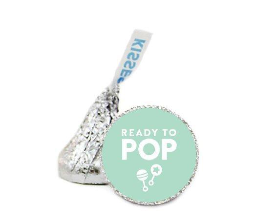 Ready To Pop Baby Shower Hershey's Kisses Stickers-Set of 216-Andaz Press-Mint Green-