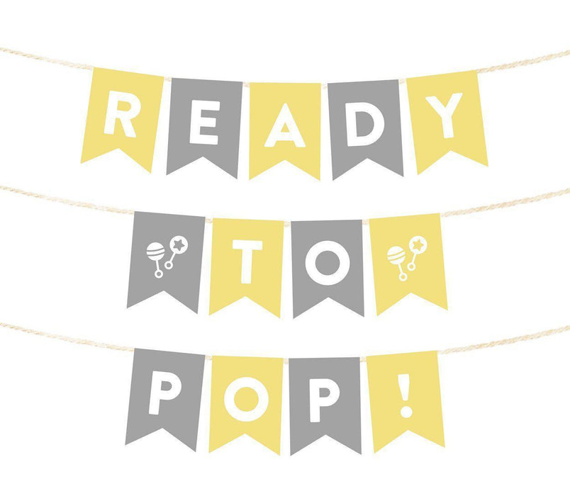Ready to Pop Baby Shower Pennant Banner Garland-Set of 10-Andaz Press-Yellow-