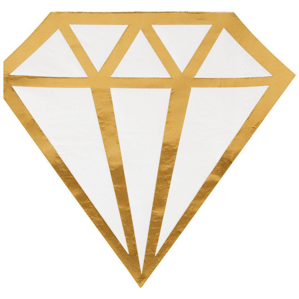 Real Foil Diamond Cocktail Napkins-Set of 50-Andaz Press-Gold-