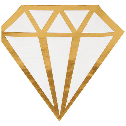 Real Foil Diamond Cocktail Napkins-Set of 50-Andaz Press-Gold-