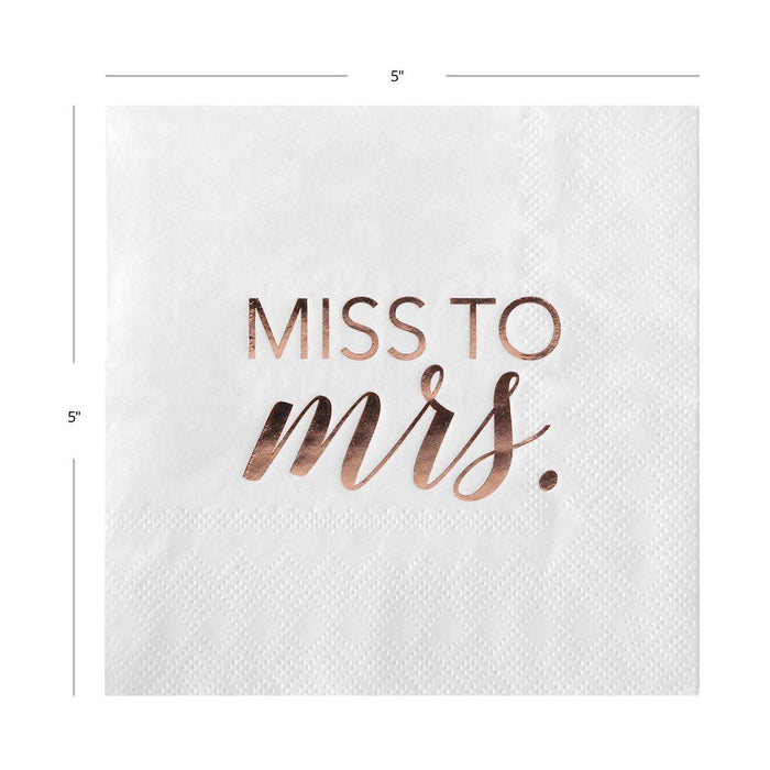 Real Foil Scripted Miss to Mrs Cocktail Napkins-Set of 100-Andaz Press-Gold-