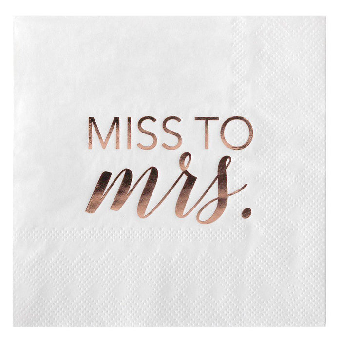 Real Foil Scripted Miss to Mrs Cocktail Napkins-Set of 100-Andaz Press-Gold-