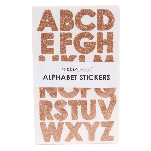 Real Glitter Alphabet Sticker Letters-Set of 1-Andaz Press-Gold-