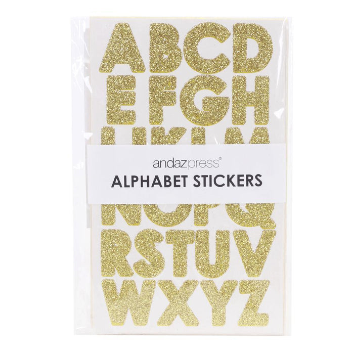 Real Glitter Alphabet Sticker Letters-Set of 1-Andaz Press-Gold-