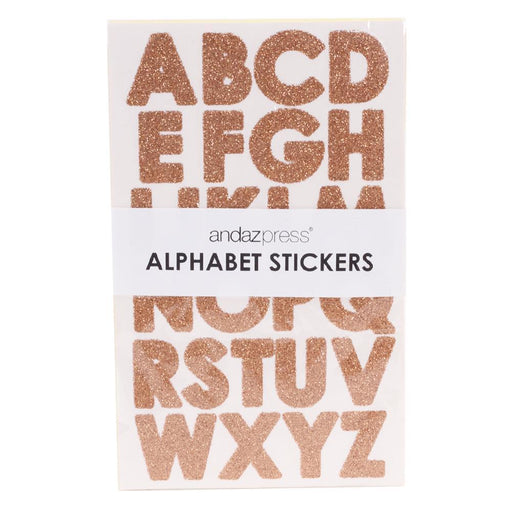 Real Glitter Alphabet Sticker Letters-Set of 1-Andaz Press-Rose Gold-