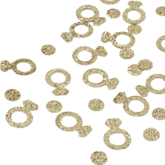 Real Glitter Diamond Ring Confetti-Set of 100-Andaz Press-Gold-