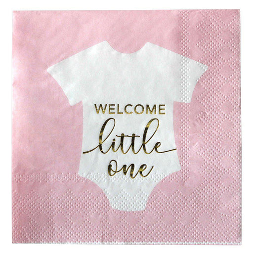 Real Gold Foil Scripted Welcome Little One Cocktail Napkins-Set of 100-Andaz Press-
