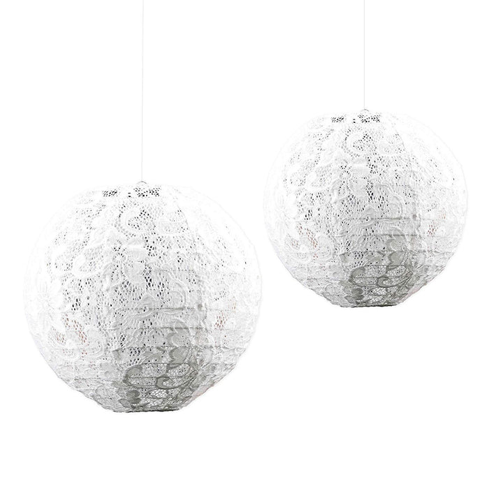 Real Lace Hanging Lanterns-Set of 2-Andaz Press-White-