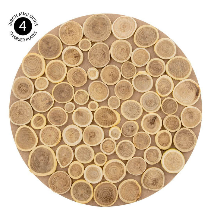 Real Wood Birch Mini Disks Charger Plates-Set of 4-Koyal Wholesale-Natural-