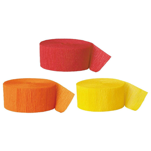 Red, Orange, Yellow Crepe Paper Streamer Hanging Decorative Kit-Set of 3-Andaz Press-