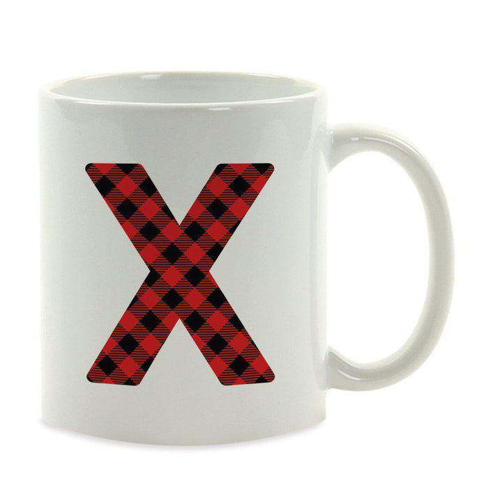 Red Plaid Monogram Letter Ceramic Coffee Mug-Set of 1-Andaz Press-Letter A-
