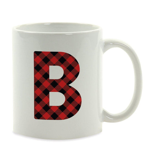 Red Plaid Monogram Letter Ceramic Coffee Mug-Set of 1-Andaz Press-Letter A-