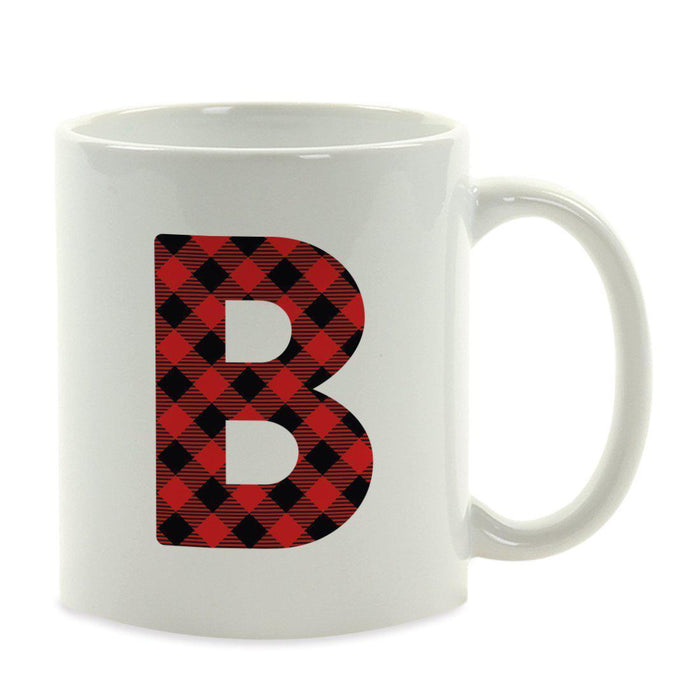 Red Plaid Monogram Letter Ceramic Coffee Mug-Set of 1-Andaz Press-Letter A-
