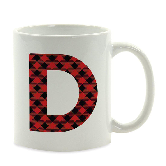 Red Plaid Monogram Letter Ceramic Coffee Mug-Set of 1-Andaz Press-Letter A-