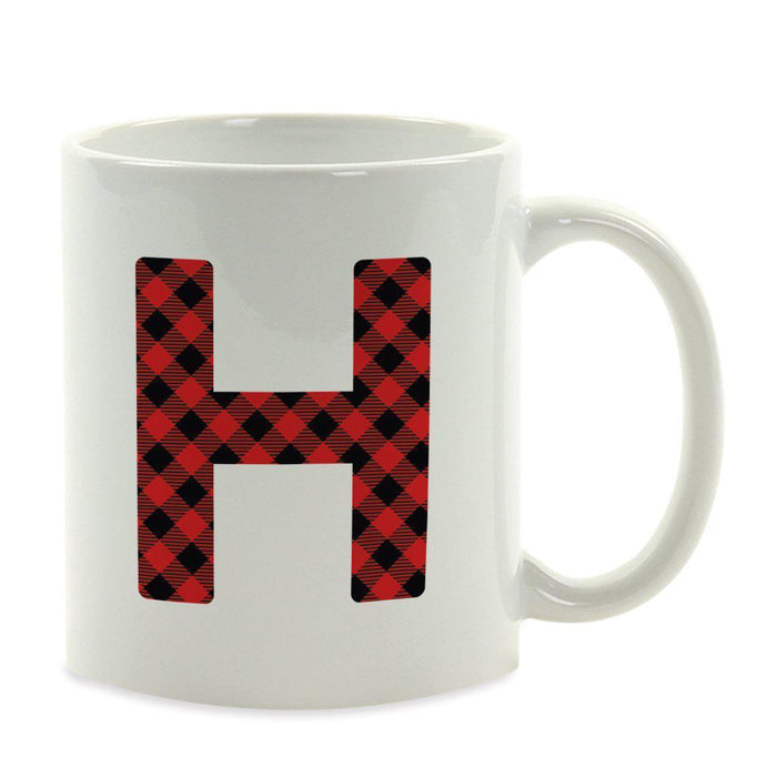 Red Plaid Monogram Letter Ceramic Coffee Mug-Set of 1-Andaz Press-Letter A-