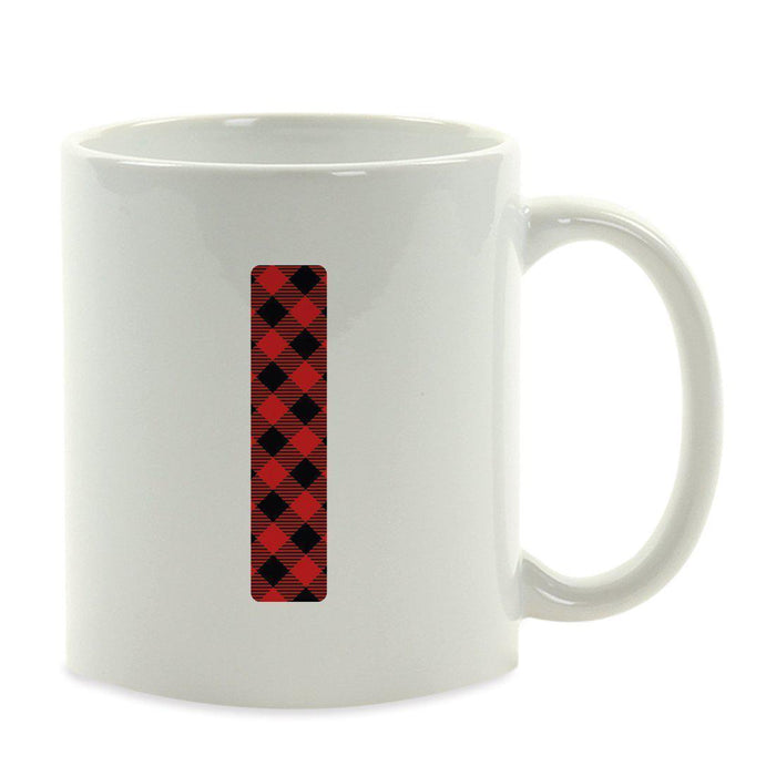 Red Plaid Monogram Letter Ceramic Coffee Mug-Set of 1-Andaz Press-Letter A-