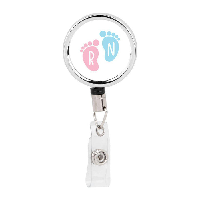 Retractable Badge Reel Holder With Clip, Chaos Coordinator Designs-Set of 1-Andaz Press-Baby Footprints-