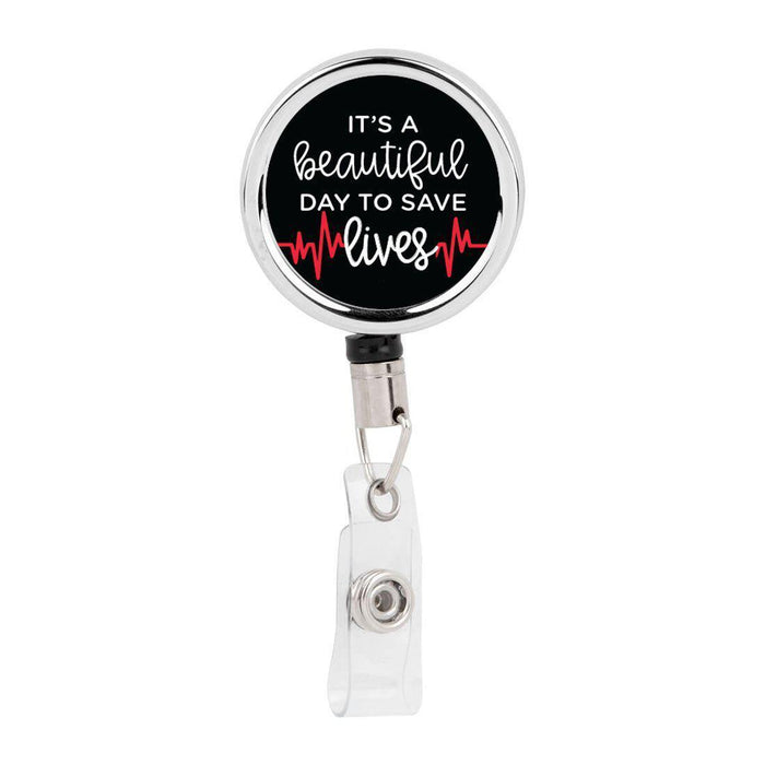 Retractable Badge Reel Holder With Clip, Chaos Coordinator Designs-Set of 1-Andaz Press-Beautiful Day-