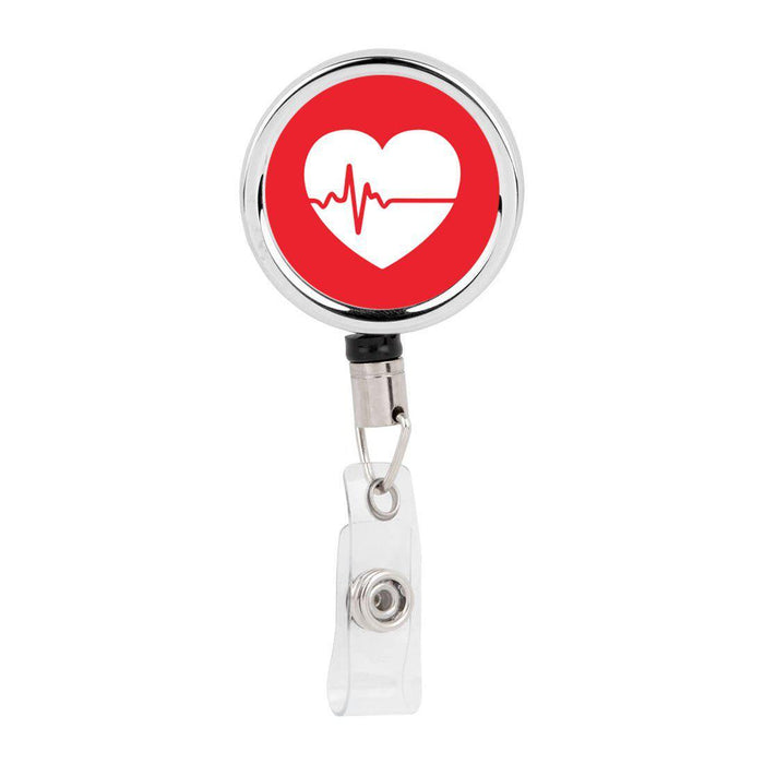 Retractable Badge Reel Holder With Clip, Chaos Coordinator Designs-Set of 1-Andaz Press-EKG Heart-