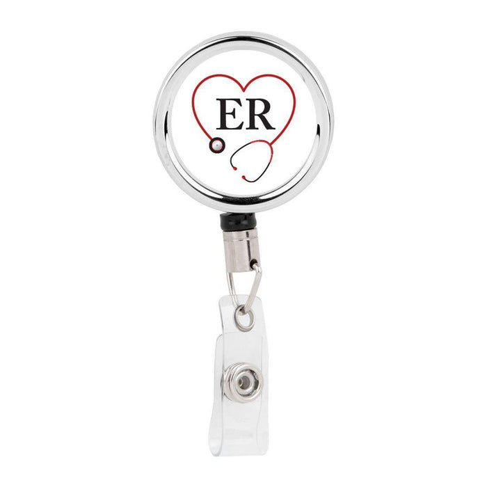 Retractable Badge Reel Holder With Clip, Chaos Coordinator Designs-Set of 1-Andaz Press-ER Heart Stethoscope-