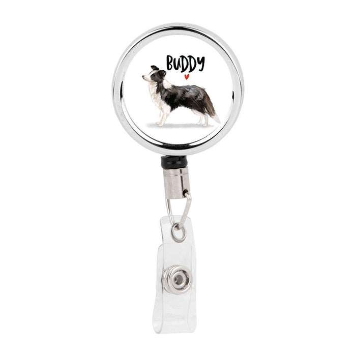 Retractable Badge Reel Holder With Clip, Custom Name Pet Dog Lover Collection 1-Set of 1-Andaz Press-Basset Hound-