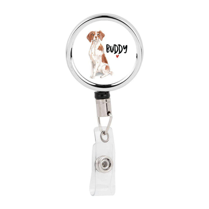 Retractable Badge Reel Holder With Clip, Custom Name Pet Dog Lover Collection 1-Set of 1-Andaz Press-Basset Hound-