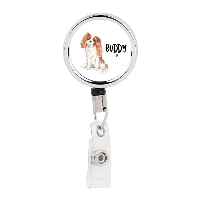 Retractable Badge Reel Holder With Clip, Custom Name Pet Dog Lover Collection 1-Set of 1-Andaz Press-Basset Hound-