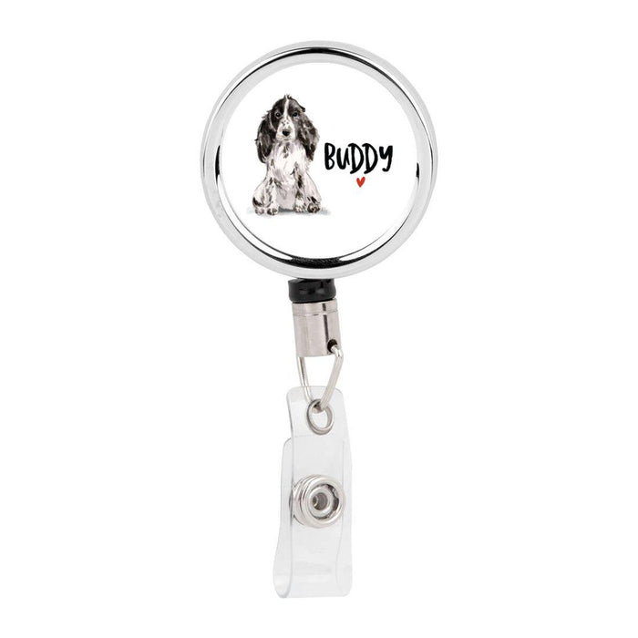 Retractable Badge Reel Holder With Clip, Custom Name Pet Dog Lover Collection 1-Set of 1-Andaz Press-Basset Hound-