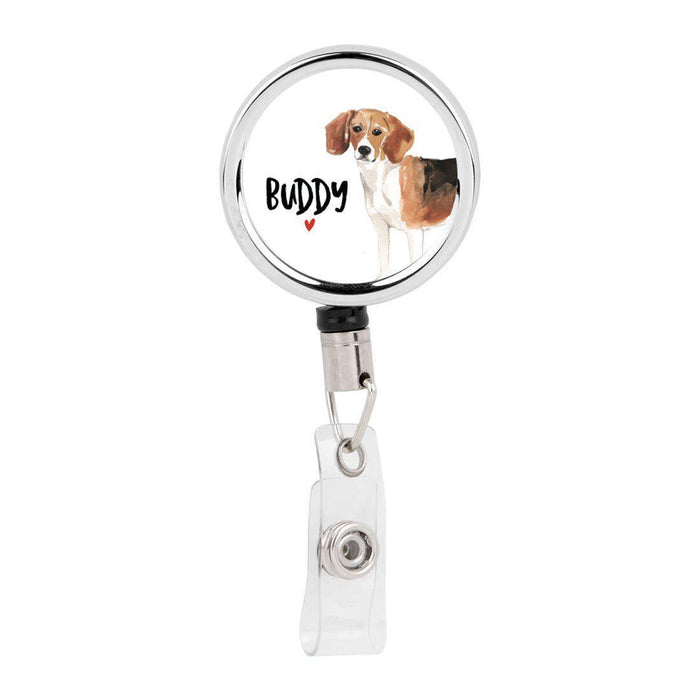 Retractable Badge Reel Holder With Clip, Custom Name Pet Dog Lover Collection 1-Set of 1-Andaz Press-Beagle-