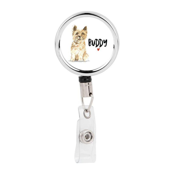 Retractable Badge Reel Holder With Clip, Custom Name Pet Dog Lover Collection 1-Set of 1-Andaz Press-Cairn Terrier-