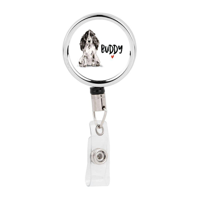 Retractable Badge Reel Holder With Clip, Custom Name Pet Dog Lover Collection 1-Set of 1-Andaz Press-Cocker Spaniel-