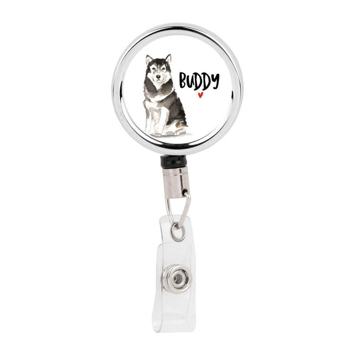 Retractable Badge Reel Holder With Clip, Custom Name Pet Dog Lover Collection 2-Set of 1-Andaz Press-Corgi-