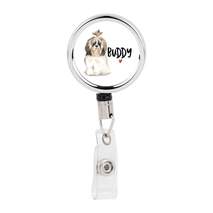 Retractable Badge Reel Holder with Clip, Custom Name Pet Dog Lover Collection 2, Rough Collie | Andaz Press